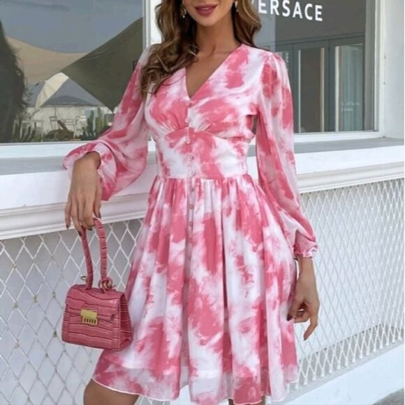 BOHO PINK TIE DYE DRESS - Picture 6 of 11